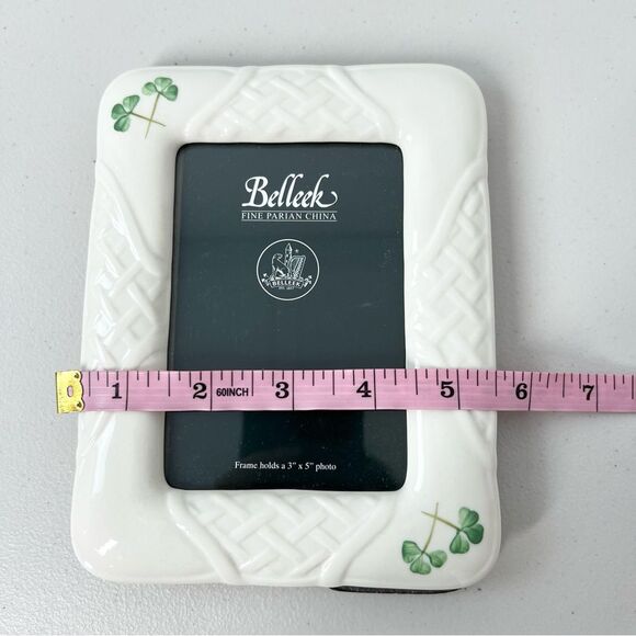 NIB Belleek Shamrock Trellis 3”x5” Parian China Made In Ireland Picture Frame - Picture 9 of 11